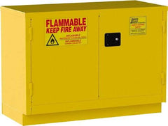 Jamco - 2 Door, 1 Shelf, Yellow Steel Double Wall Safety Cabinet for Flammable and Combustible Liquids - 35" High x 22" Wide x 48" Deep, Self Closing Door, 3 Point Key Lock, 30 Gal Capacity - Strong Tooling