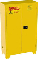 Jamco - 2 Door, 2 Shelf, Yellow Steel Double Wall Safety Cabinet for Flammable and Combustible Liquids - 70" High x 43" Wide x 18" Deep, Manual Closing Door, 3 Point Key Lock, 45 Gal Capacity - Strong Tooling