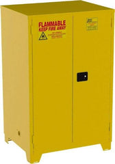 Jamco - 2 Door, 2 Shelf, Yellow Steel Double Wall Safety Cabinet for Flammable and Combustible Liquids - 70" High x 34" Wide x 43" Deep, Self Closing Door, 3 Point Key Lock, 90 Gal Capacity - Strong Tooling