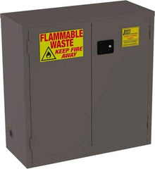 Jamco - 2 Door, 1 Shelf, Yellow Steel Double Wall Safety Cabinet for Flammable and Combustible Liquids - 44" High x 18" Wide x 43" Deep, Manual Closing Door, 3 Point Key Lock, 30 Gal Capacity - Strong Tooling