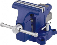 Irwin - 4-1/2" Jaw Width, 3" Opening Capacity, 2-3/8" Throat Depth, Steel Swivel Bench Vise - Bolt Down Base Attachment, Anvil - Strong Tooling