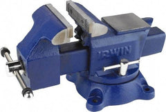 Irwin - 4-1/2" Jaw Width, 4" Opening Capacity, 2-3/8" Throat Depth, Steel Stationary Bench Vise - Bolt Down Base Attachment, Anvil - Strong Tooling