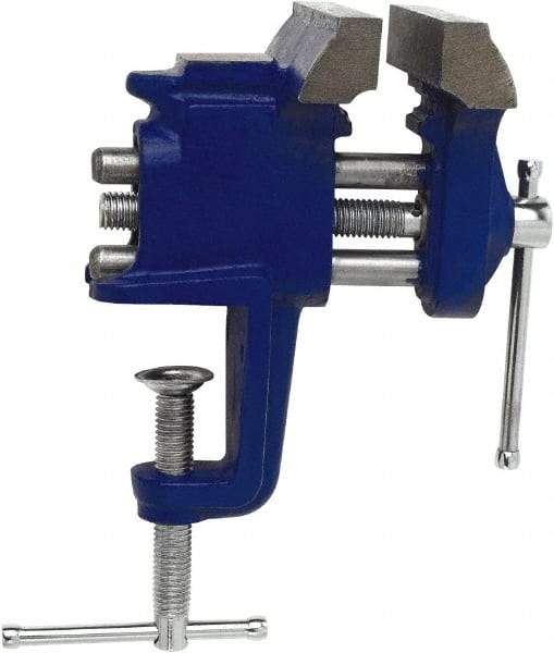 Irwin - 3" Jaw Width, 2" Opening Capacity, 3" Throat Depth, Steel Stationary Bench Vise - Clamp-On Base Attachment, Anvil - Strong Tooling