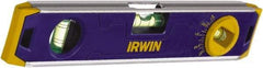 Irwin - Magnetic 9" Long 3 Vial Torpedo Level - Aluminum, Blue, 1 Level, 1 Plumb & 1 Vari-Pitch Vials - Strong Tooling