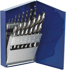 Irwin - 1/16 to 1/2", 118° Point, Bright Finish, High Speed Steel Jobber Length Drill Bit Set - Strong Tooling