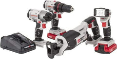 Porter-Cable - 20 Volt Cordless Tool Combination Kit - Includes 1/2" Drill/Driver, 1/4" Impact Driver, Reciprocating Saw & Flash Light, Lithium-Ion Battery Included - Strong Tooling