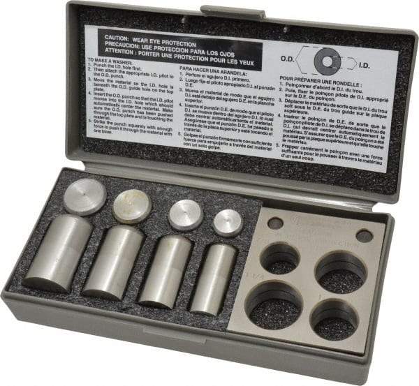 Precision Brand - 7/8 to 1-1/4 Inch Diameter Shim Punch and Die Set - 7/8, 1, 1-1/8 and 1-1/4 Inch Diameter, 4 Piece - Strong Tooling