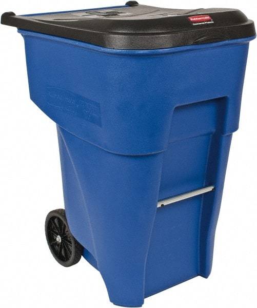 Rubbermaid - 95 Gal Blue Rectangle Trash Can - Polyethylene, 45.6" High x 35.4" Long x 27.3" Wide - Strong Tooling