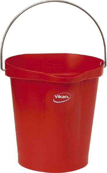 Vikan - 3 Gal, Polypropylene Round Red Single Pail with Pour Spout - Handle Included - Strong Tooling