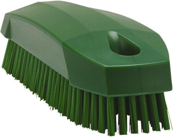 Vikan - 0.7" Bristle Length, Polyester Scrub Brush - 1-1/2" Wide Head, 4-1/2" OAL, Green, Polypropylene Block - Strong Tooling