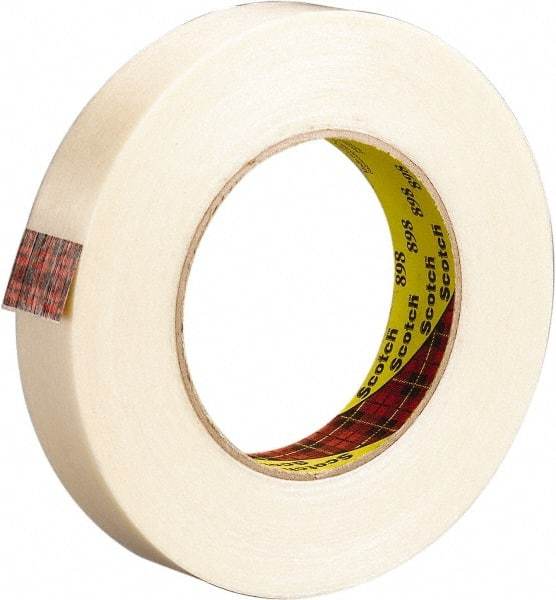 3M - 12mm x 330m Clear Rubber Adhesive Strapping Tape - Polypropylene Film Backing, 6.6 mil Thick, 380 Lb Tensile Strength, Series 898 - Strong Tooling