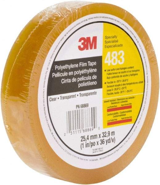 3M - 36 Yds. x 1", Clear Polyethylene Film Tape - 483 Series, 5 mil Thick, 10 Lb./Inch Tensile Strength - Strong Tooling