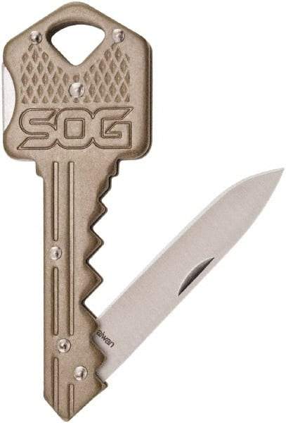 SOG Specialty Knives - 1-1/2" Blade, Straight Drop Point Folding Knife - 2-1/2" Closed Length, Stainless Steel - Strong Tooling