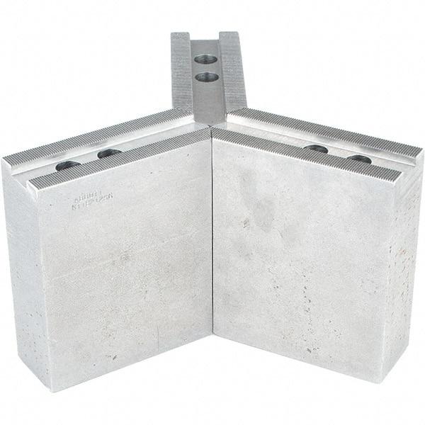 Abbott Workholding Products - 12" & Up Chuck Capacity, 1.5mm x 60° Serrated Attachment, Square Soft Lathe Chuck Jaw - 3 Jaws, Steel, 1.1811" Btw Mount Hole Ctrs, 5-1/2" Long x 2" Wide x 6" High, 0.8268" Groove, 0.6299" & 16mm Fastener - Strong Tooling