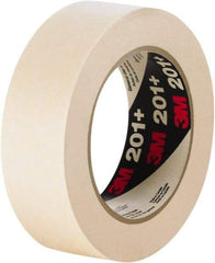 3M - 12mm Wide x 60 Yd Long Tan Paper Masking Tape - Series 201+, 4.4 mil Thick, 19 In/Lb Tensile Strength - Strong Tooling