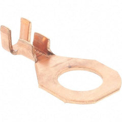 Import - 12-10 AWG Noninsulated D Shaped Ring Terminal - 3/8" Stud, Brass Contact - Strong Tooling