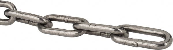 #5/0 Welded Straight Link Coil Chain 880 Lb Capacity, Cut to Length, Steel, Standard Finish