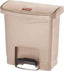 Rubbermaid - 4 Gal Rectangle Unlabeled Trash Can - 15.7" High x 14-7/8" Long, Beige, Resin - Strong Tooling