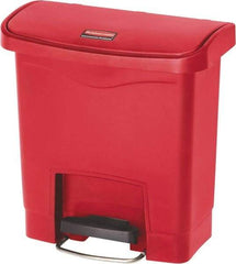 Rubbermaid - 4 Gal Rectangle Unlabeled Trash Can - 15.7" High x 14-7/8" Long, Red, Resin - Strong Tooling