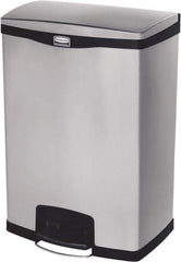 Rubbermaid - 24 Gal Rectangle Unlabeled Trash Can - 31.83" High x 21-3/4" Long, Chrome, Black, Metal - Strong Tooling