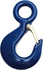 Campbell - 1,500 Lb Capacity, Chain Grade 100, Alloy Steel Eye Hook - 4.06" Reach, 27/32" Eye ID, 5.19" OAL, Painted Blue - Strong Tooling