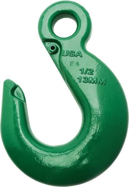 Campbell - 22,600 Lb Capacity, Chain Grade 100, Alloy Steel Eye Hook - 7.72" Reach, 1-5/16" Eye ID, 10-3/4" OAL, Painted Green - Strong Tooling