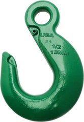 Campbell - 5,700 Lb Capacity, Chain Grade 100, Alloy Steel Eye Hook - 4.34" Reach, 3/4" Eye ID, 6" OAL, Painted Green - Strong Tooling