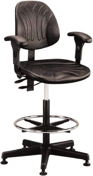 Bevco - 21 to 31" High Adjustable Chair - 27" Wide x 27" Deep, Polyurethane Seat, Black - Strong Tooling