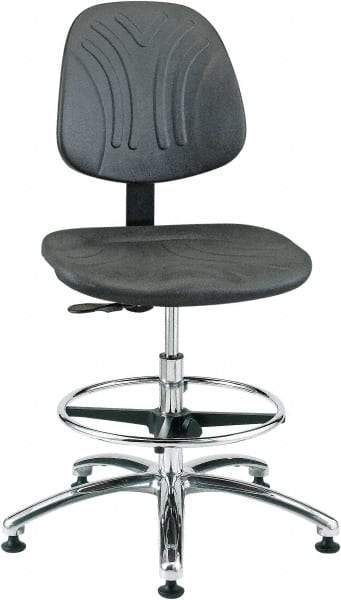 Bevco - 21 to 31" High Adjustable Chair - 27" Wide x 27" Deep, Polyurethane Seat, Black - Strong Tooling