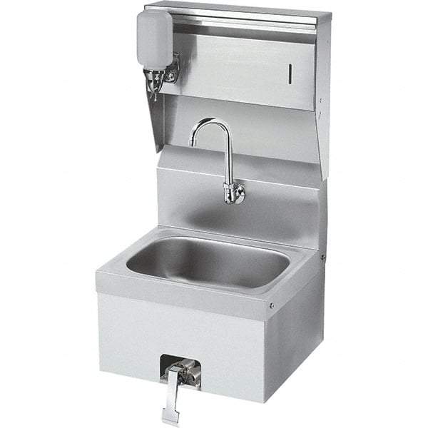 Krowne - 10" Long x 14" Wide Inside, 1 Compartment, Grade 304 Stainless Steel Hand Sink with Knee Valve - 20 Gauge, 24" Long x 16" Wide x 15" High Outside, 6" Deep - Strong Tooling