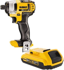 DeWALT - 20 Volt, 1/4" Drive, 117 Ft/Lb Torque, Cordless Impact Driver - Pistol Grip Handle, 2800 RPM, 1 Lithium-Ion Battery Included - Strong Tooling