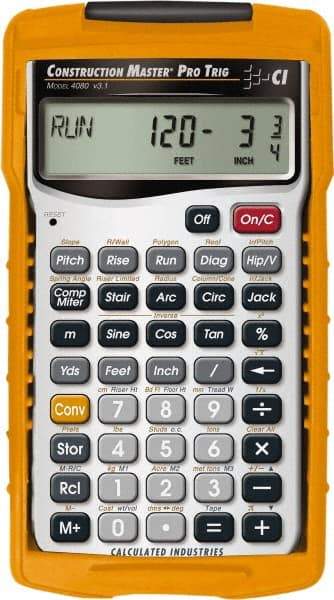 Calculated Industries - 11-Digit (7 normal, 4 Fractions) with Full Annunciators Handheld Calculator - 5/8" x 2-1/2" (15.00mm x 65.0mm) Display Size, Silver & Yellow, LR-44/A76 Powered - Strong Tooling