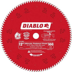 Freud - 12" Diam, 1" Arbor Hole Diam, 100 Tooth Wet & Dry Cut Saw Blade - Carbide-Tipped, Fine Finishing Action, Standard Round Arbor - Strong Tooling