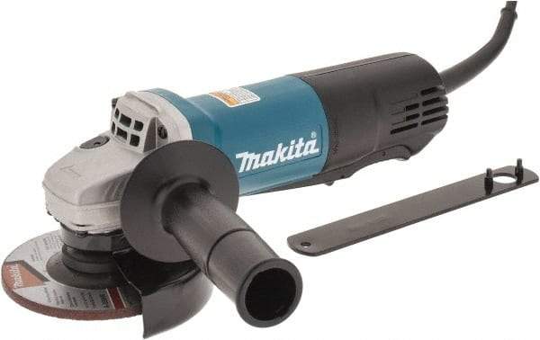 Makita - 4-1/2" Wheel Diam, 10,000 RPM, Corded Angle & Disc Grinder - 5/8-11 Spindle, 120 Volts, 7.5 Amps, Side Exhaust - Strong Tooling