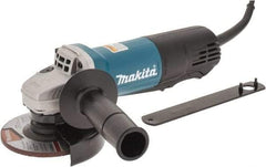 Makita - 4-1/2" Wheel Diam, 10,000 RPM, Corded Angle & Disc Grinder - 5/8-11 Spindle, 120 Volts, 7.5 Amps, Side Exhaust - Strong Tooling