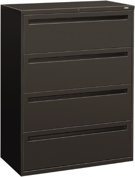 Hon - 42" Wide x 53-1/4" High x 19-1/4" Deep, 4 Drawer Lateral File - Steel, Charcoal - Strong Tooling