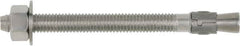 Powers Fasteners - 7/8" Diam, 7/8" Drill, 8" OAL, 2-3/4" Min Embedment Wedge Expansion Concrete Anchor - 304 Stainless Steel, Hex Head, Hex Drive, 4-3/4" Thread Length - Strong Tooling