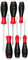 6 Piece - SoftFinish® Cushion Grip Extra Heavy Duty Screwdriver w/ Hex Bolster & Metal Striking Cap Set - #53096 - Includes: Slotted 3.5 - 6.5mm Phillips #1 - 2 - Strong Tooling