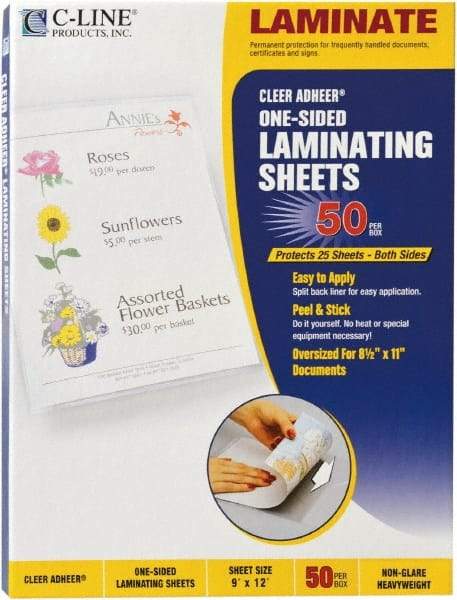 C-LINE - 50 Self-Laminating Sheets - 2 mil Thick x 9" Wide x 1' Long - Strong Tooling