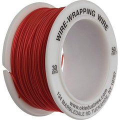 OK Industries - 30 AWG, 1 Strand, 15.2 m OAL, Copper Hook Up Wire - Red Kynar Jacket - Strong Tooling