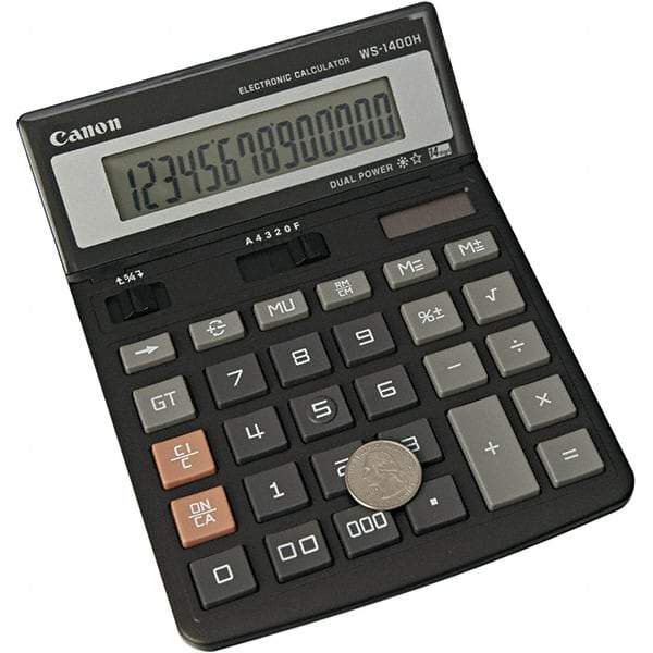 Canon - 14-Digit LCD 14 Function Handheld Calculator - 5-7/8 x 7-7/8 Display Size, Black, Solar & Battery Powered - Strong Tooling