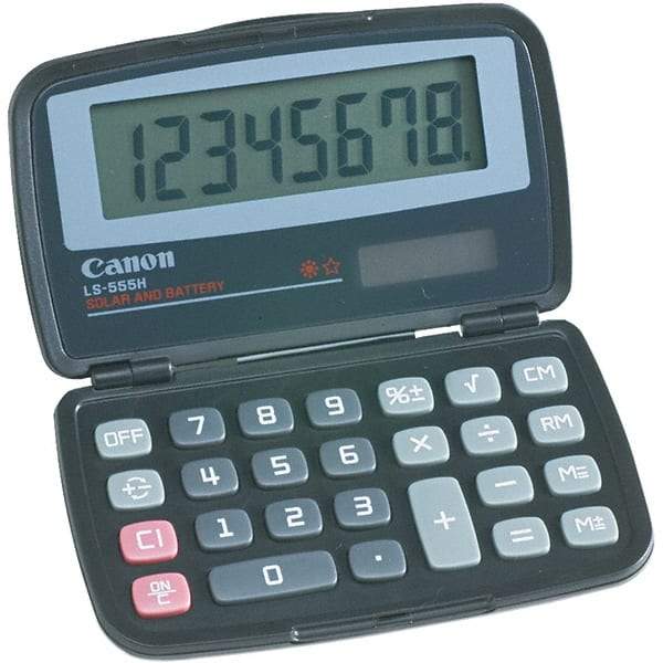 Canon - 8-Digit LCD 8 Function Handheld Calculator - 4-3/8 x 2-3/4 Display Size, Black, Solar & Battery Powered - Strong Tooling