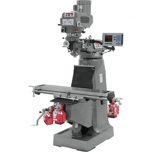 Jet - 9" Table Width x 49" Table Length, Variable Speed Pulley Control, 3 Phase Knee Milling Machine - R8 Spindle Taper, 3 hp - Strong Tooling