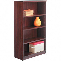 ALERA - 4 Shelf, 55" High x 31-3/4" Wide Bookcase - 14" Deep, Woodgrain Laminate, Mahogany - Strong Tooling