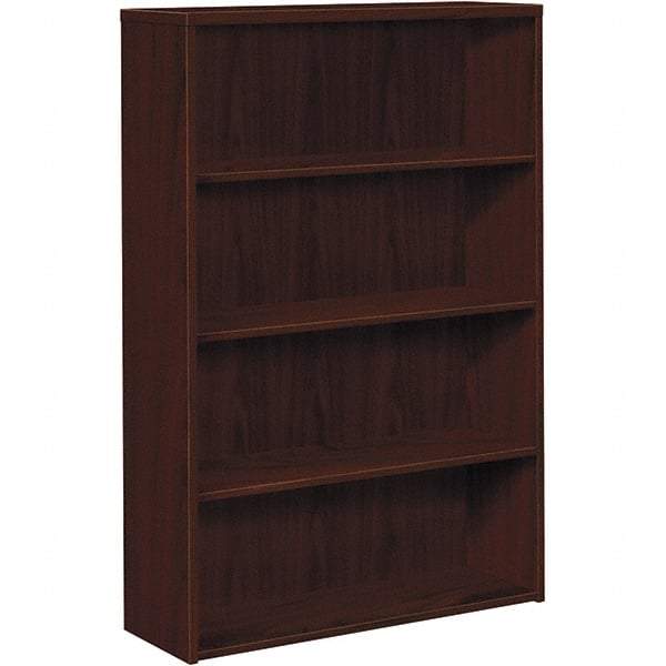 Hon - 4 Shelf, 57.13" High x 36" Wide Bookcase - 13-1/8" Deep, Woodgrain Laminate, Mahogany - Strong Tooling