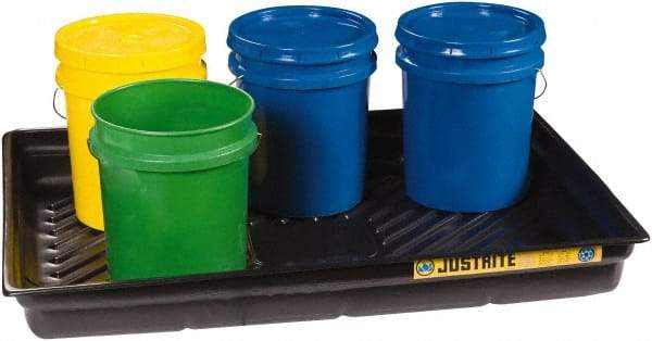 Justrite - 29 Gallon Capacity, 33 Inch Long x 47 Inch Wide, Polyurethane Spill Tray - 33 Inch Diameter, 5-1/2 Inch High, Black - Strong Tooling