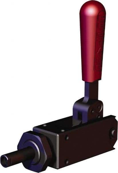 De-Sta-Co - 1,124.05 Lb Load Capacity, Flanged Base, Carbon Steel, Standard Straight Line Action Clamp - 2 Mounting Holes, 0.22" Mounting Hole Diam, 0.35" Plunger Diam, Straight Handle - Strong Tooling