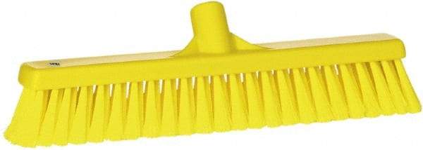 Vikan - 16" Fine Particle Synthetic Push Broom - 2" Bristle Length, Plastic Block, European Threaded Handle Connection - Strong Tooling