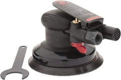 PRO-SOURCE - 12,000 OPM, 3 CFM Air Consumption, 90 psi Air Pressure, Palm Air Orbital Sander - Round Pad, Hook & Loop Backing, 1/4 NPT Inlet - Strong Tooling