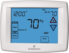 White-Rodgers - 45 to 99°F, 3 Heat, 2 Cool, Universal Touch Screen Programmable Thermostat - 0 to 30 Volts, Horizontal Mount, Electronic Contacts Switch - Strong Tooling